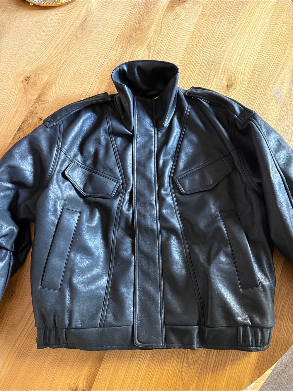 THE COUTURE CLUB oversized faux leather biker jacket